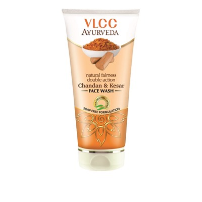Natural Fairness Double Action CHANDAN & KESAR Face Wash, VLCC (САНДАЛ И ШАФРАН осветляющее средство для умывания двойного действия), 100 мл.