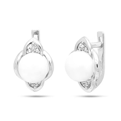 Серьги из серебра жемчуг, С1540