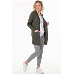 Кардиган вязаный удлиненный без застежки зеленый