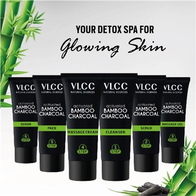 ACTIVATED BAMBOO CHARCOAL FACIAL KIT Purified Balanced & Glowing Skin, VLCC (АКТИВИРОВАННЫЙ БАМБУКОВЫЙ УГОЛЬ набор для очищения и сбалансированного сияния кожи лица), 6x10 г.