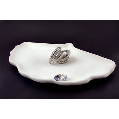 Серьги двойные кольца Рифленые + Подарок