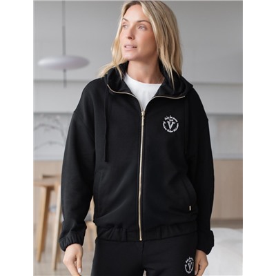 Зип худи на молнии из петельчатого футера трехнитки с резинкой по низу и манжетами