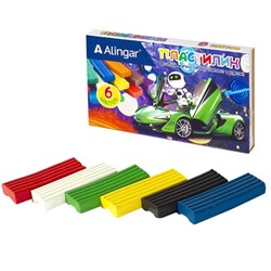 Пластилин  6цв.  Alingar 90г Робот без стека  AL8521