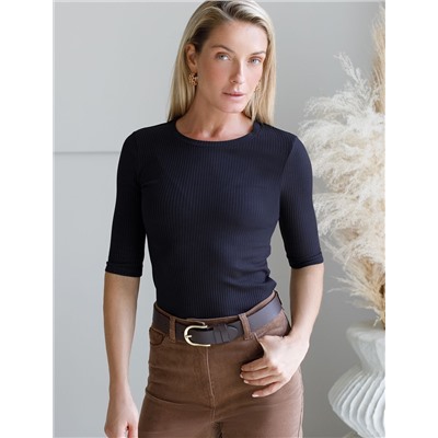 Футболка из трикотажа в широкий рубчик