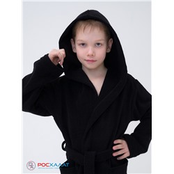 Детский махровый халат с капюшоном черный МЗ-04 (100)
