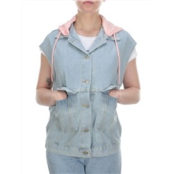 808 BLUE/PINK Джинсовый жилет женский (100% хлопок) размер 58