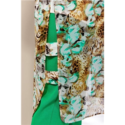 Aira Style 533 зеленые_орхидеи, Кардиган,  Брюки,  Блуза