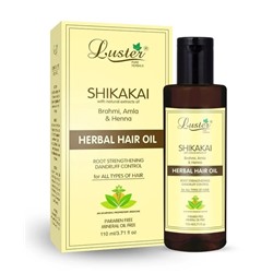 SHIKAKAI Herbal Hair Oil, Luster (ШИКАКАЙ травяное масло для волос с экстрактами брахми, амлы и хны, Ластер), 110 мл.