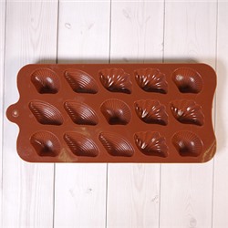 Форма силиконовая для шоколада "Ракушки" 20*10 см, 15 ячеек