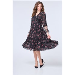 DaLi 4452 чёрный+цветы, Платье