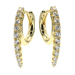 Серьги с фианитами 2,5*22мм золотистые, 3,5г