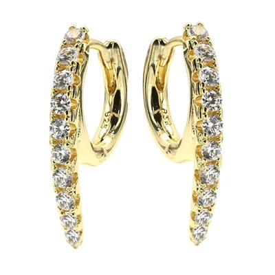 Серьги с фианитами 2,5*22мм золотистые, 3,5г