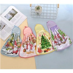 Детское полотенце из плюшевой микрофибры "Новогодний хоровод" 28*40 см.