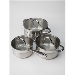 Набор посуды 6 предметов: ковш - 1,9 л; кастрюля - 2,5 л ; 4,6 л (2шт)