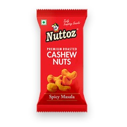 Premium Roasted Cashew Nuts SPICY MASALA, Nuttoz (Обжаренный кешью ПРЯНАЯ МАСАЛА, Наттоз), 80 г.
