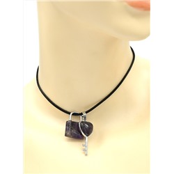 Двойная подвеска Ключ - Замок для влюбленных 17*36мм, 20*26мм с аметистом