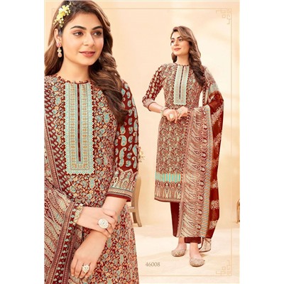 PUNJABI KUDI Long Kurti Suit - Купон для пошива костюма, цвет КРАСНО-КОРИЧНЕВЫЙ (отрез ткани для пошива Длинной туники (курты), штанов и накидки), Shiv Gori, 1 шт.