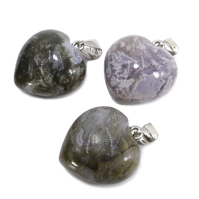 Сердечко ОБЪЁМНОЕ, из камня ЯШМА - дарует удачу и достаток (2 на 2 см.), 1 шт.