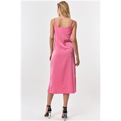 Платье-комбинация миди в полоску розовое