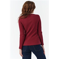 Лонгслив трикотажный с пуговицами из хлопка бордовый