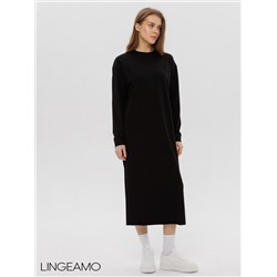 Женское платье макси из футера 2-х нитки Lingeamo черный ВП-10 (35)