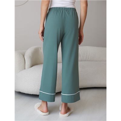 Укороченные брюки из эластичного хлопка с контрастным кантом