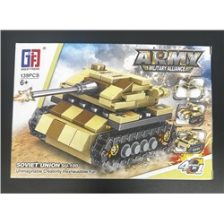 Конструктор ARMY 4в1 Военная техника Танк 139дет 18*13см / 123-347