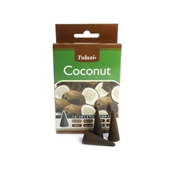 Tulasi Incense CONES COCONUT, Sarathi (Туласи благовония КОНУСЫ КОКОС, Саратхи), уп. 15 конусов.