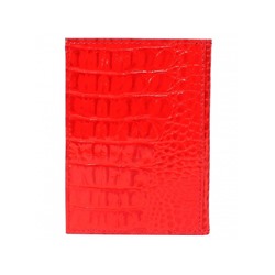Обложка для авто+паспорт Premier-О-77 (4 внут карм)  натуральная кожа алый кайман (15)  202936