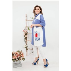 SandyNa 13591 джинс+белый, Брюки,  Туника