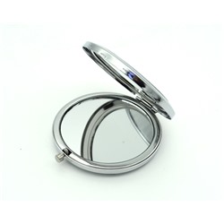 Зеркальце складное с камнем актинолит, круглое, серебристое