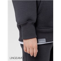 Женский худи оверсайз из футера с начесом Lingeamo темно-серый ВК-24 (13)