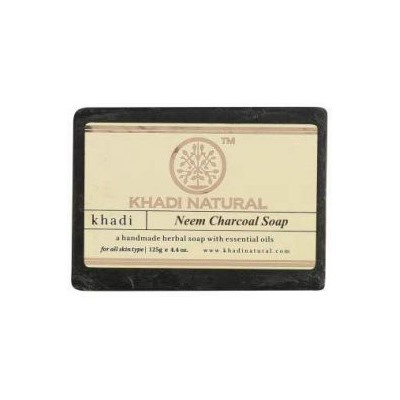 NEEM CHARCOAL Handmade Herbal Soap With Essential Oils, Khadi Natural (НИМ И УГОЛЬ Мыло ручной работы с эфирными маслами, Кхади), 125 г.