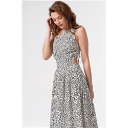 Платье летнее макси с открытой спиной из вискозы с принтом на молочном