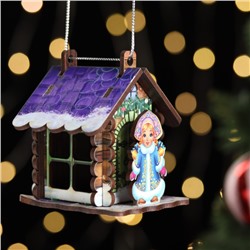 Игрушка на ёлку "Домик" со Снегурочкой, микс, 9х6,5х6,5см