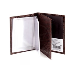 Обложка для авто+паспорт Premier-О-78 натуральная кожа коричн.темный крокодил мелкий (112)  157657