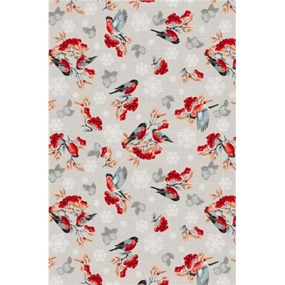 Полотенце 45*75 см. "Снегири и рябина" рогожка хлопок 100%