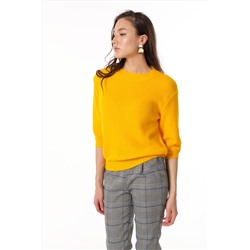 Джемпер вязаный летний короткий без воротника желтый