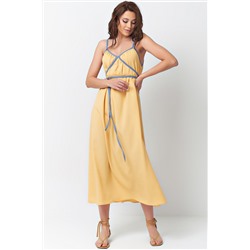 Платье летнее на тонких бретельках с завязками желтое