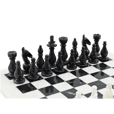 Шахматы из мрамора белого и оникса чёрного ALA (300*300мм).