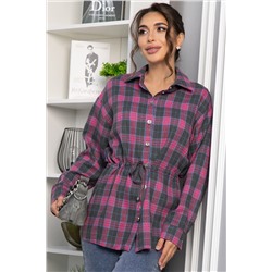 Рубашка хлопковая Джанет (розово-серая) Б14273-4М