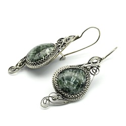 Серьги серафинит 18*41мм.