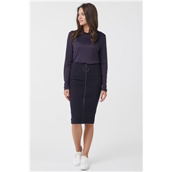 Юбка трикотажная с замком спереди синяя