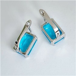 Серьги, покрытие родий, голубой камень, арт.032.467