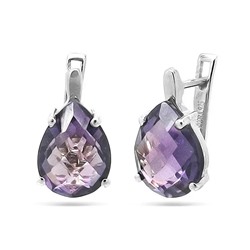 Серьги из серебра синт.александрит, Капля
