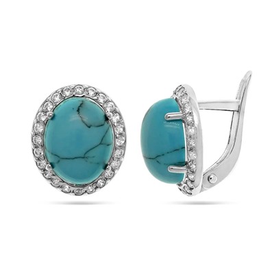 Серьги из серебра бирюза пресс., СПН4202