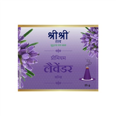 Premium LAVENDER Incense Cones, Sri Sri Tattva (Премиум ЛАВАНДА благовония конусы, Шри Шри Таттва), 25 г.