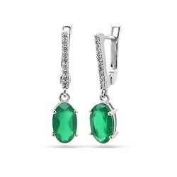 Серьги из серебра зеленый агат, Дионис