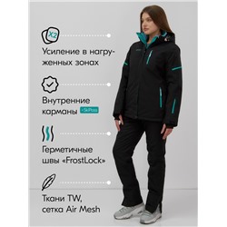 Горнолыжный костюм женский зимний черного цвета 001_1Ch