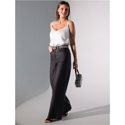 Брюки-трубы из эластичного хлопка с эффектом кожи